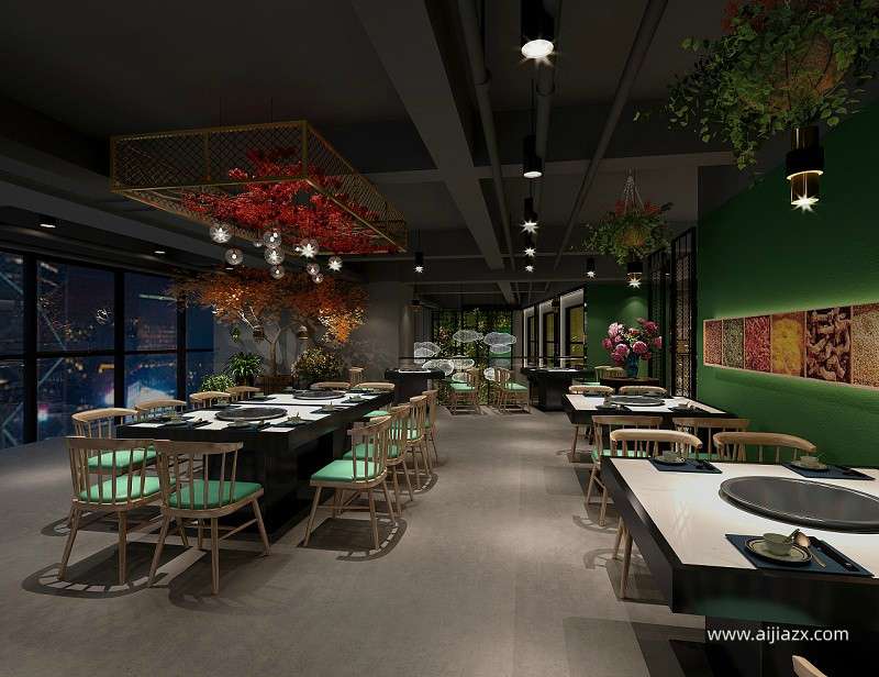 100平米火鍋店設(shè)計(jì)，小型主題火鍋店室內(nèi)設(shè)計(jì)